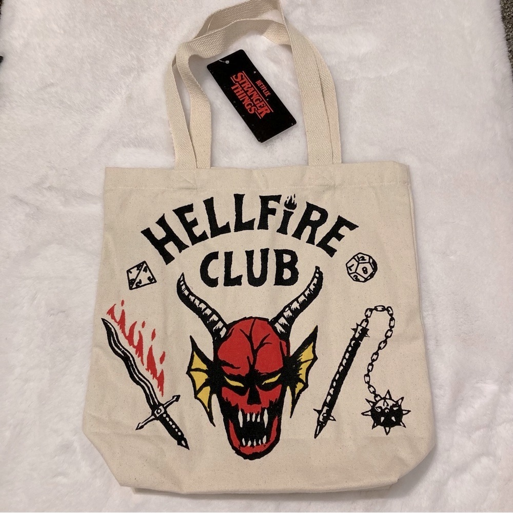 NWT Stranger Things Hellfire Club Canvas Tote Bag - Picture 2 of 6
